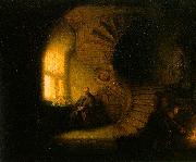 REMBRANDT Harmenszoon van Rijn Philosopher in Meditation oil